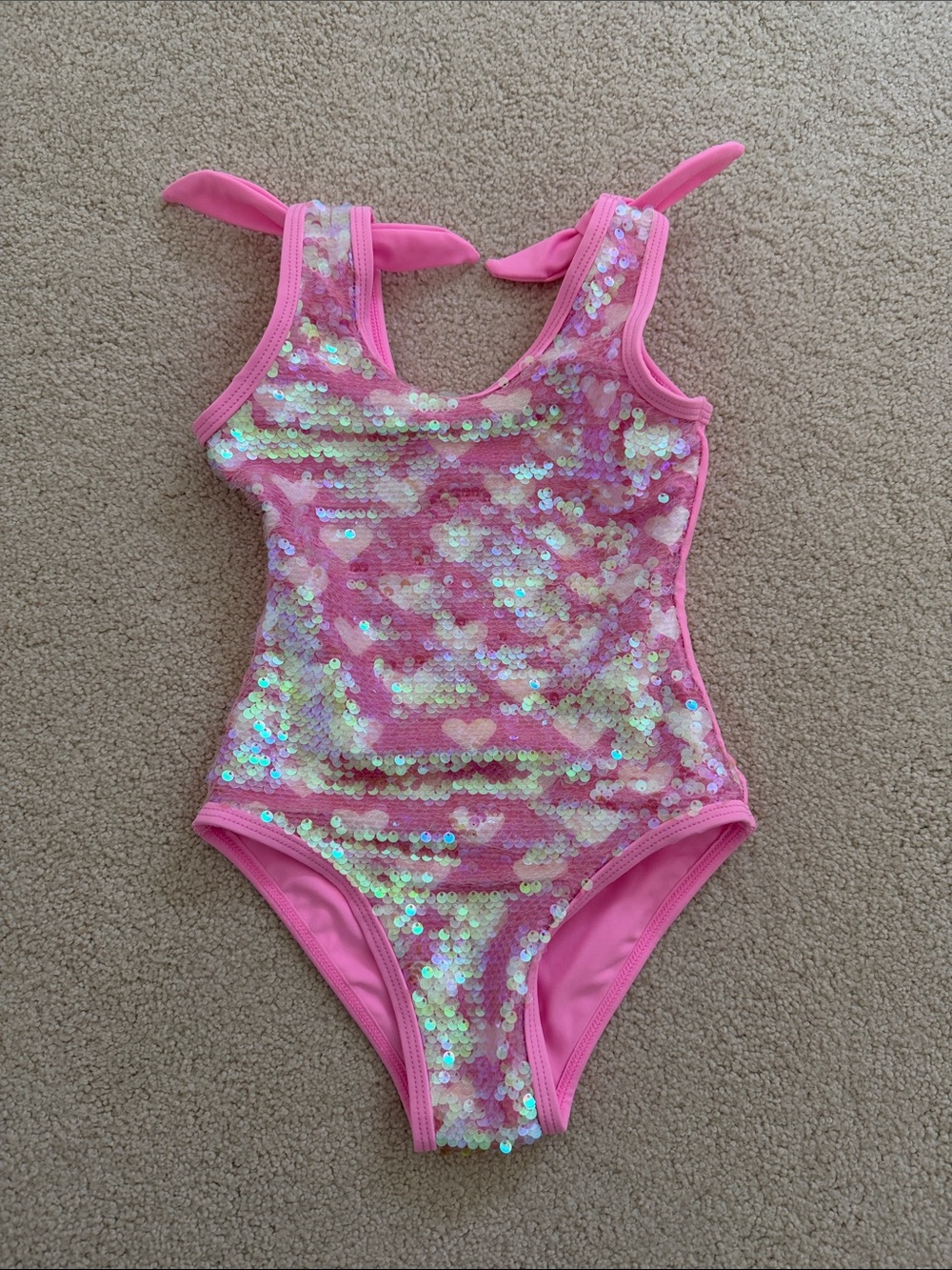 Lola and the Boys Pink Sequin Girls One-Piece Swimsuit